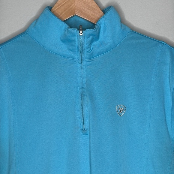 Ariat Sunstopper Quarter Zip Long Sleeve Baselayer in Blue Women's Size XL - Picture 2 of 8
